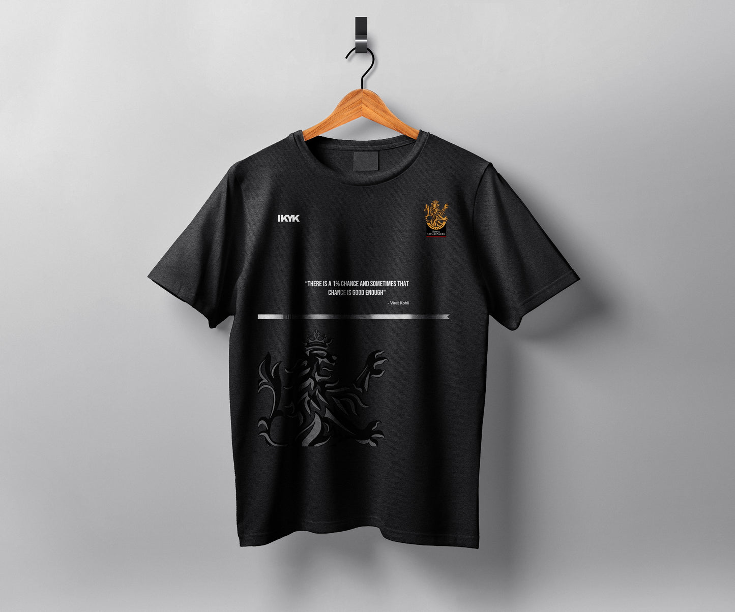 RCB Black Quote T-Shirt – “1% Chance” by Virat Kohli