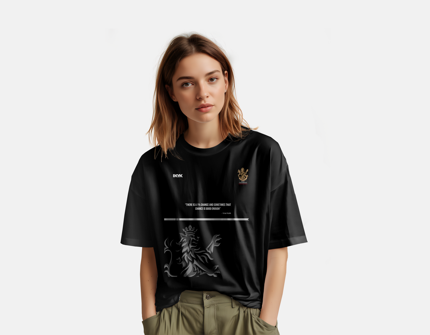 RCB Black Quote T-Shirt – “1% Chance” by Virat Kohli